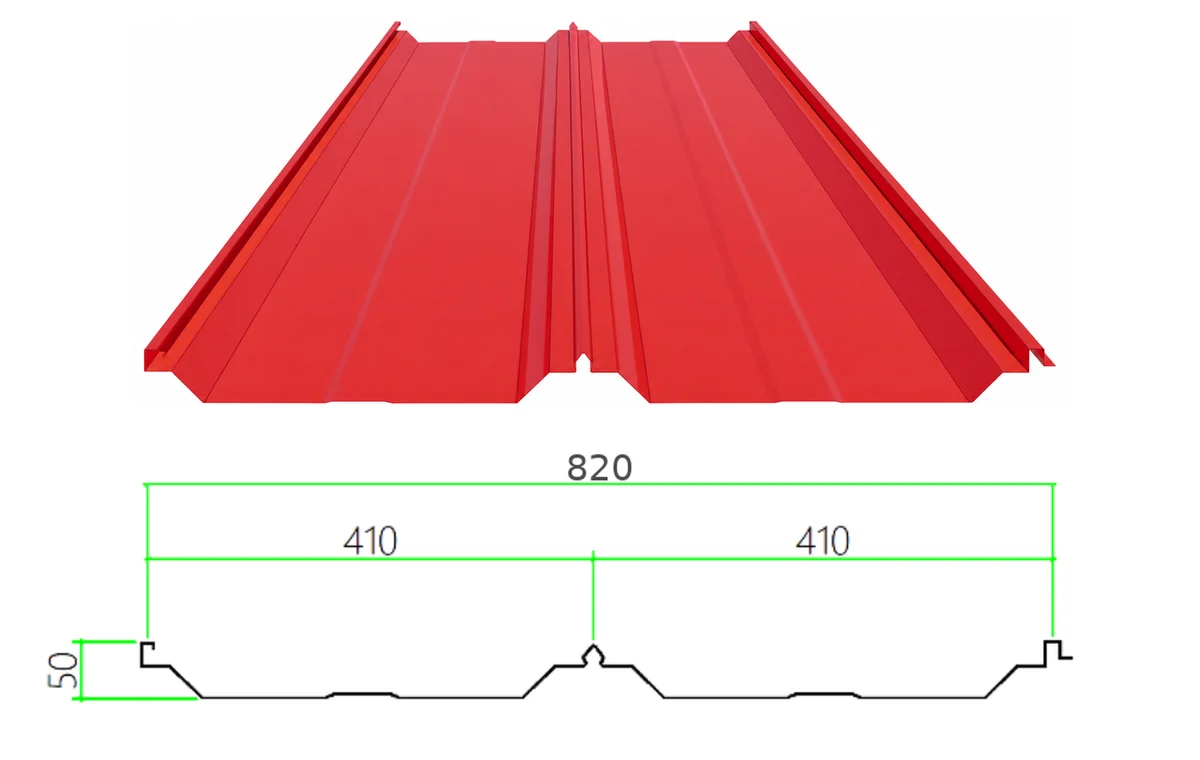PS-50-410-820 profiled steel sheet with dimensioned cross-section