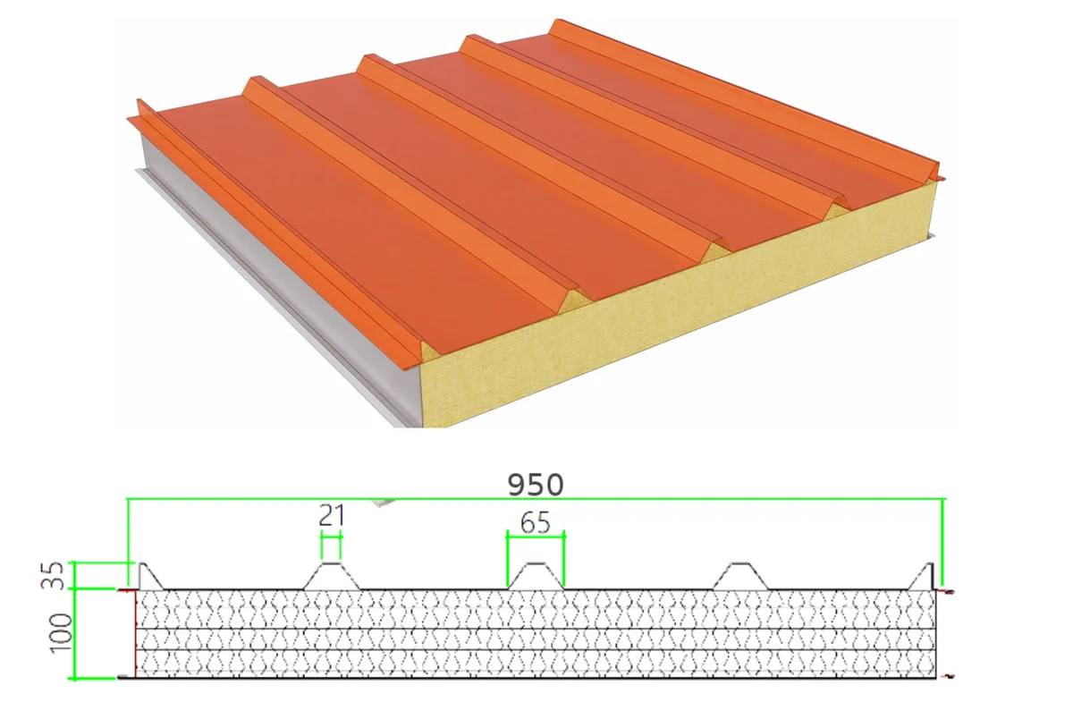 PSR-35-100-950-Composite profiled steel sheet with dimensioned cross-section