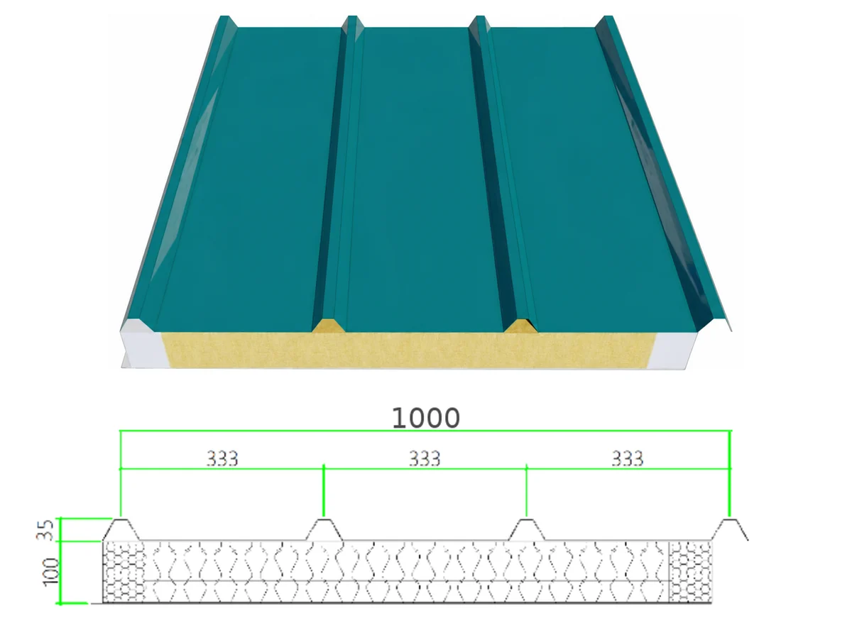 PSR-35-100-1000-Composite profiled steel sheet with dimensioned cross-section