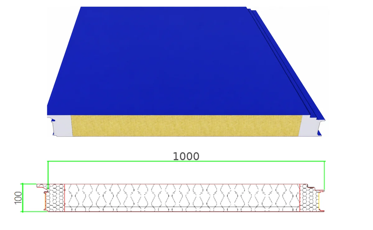 PSW-100-1000-Hide profiled steel sheet with dimensioned cross-section