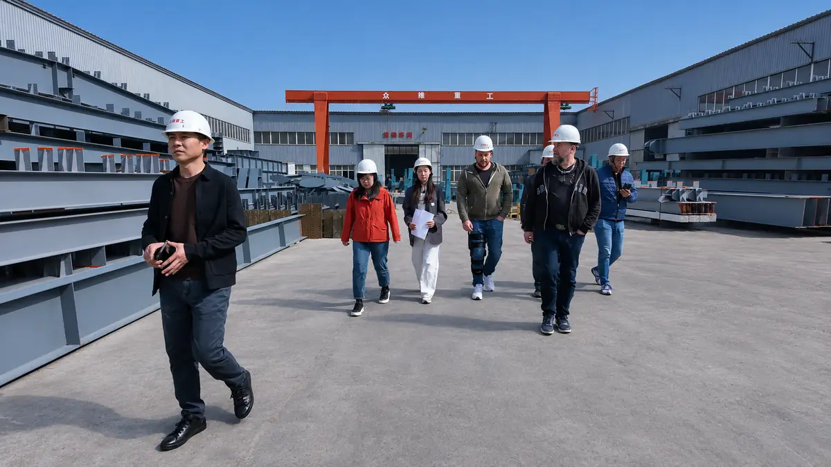 European clients on a factory audit at Zhongwei Steel Structure